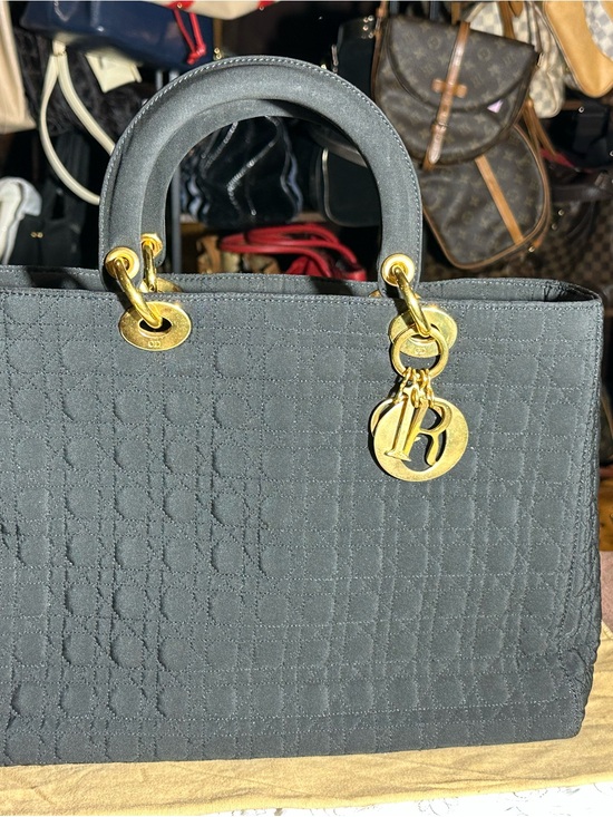 Dior Handbags - Dior Black Cannage Quilted Satchel with Gold Hardware
